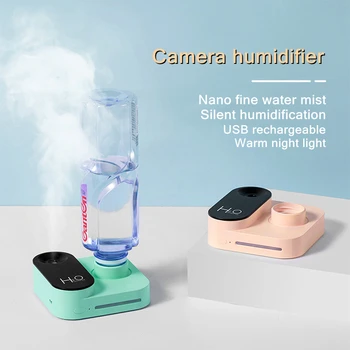 USB Портативный Мини-Увлажнитель воздуха, Бутылка для воды, Распылитель тумана, 1200 мАч, Аккумуляторная батарея, Туманообразователь, Фоггер со светодиодной лампой Изображение