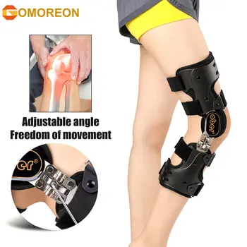 Наколенник на шарнирах, Иммобилайзер, подтяжки для ног, Ортопедический Ортез для поддержки колена надколенника, регулируемый для левой ноги, Правая нога Изображение