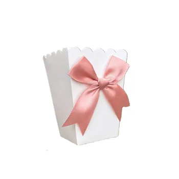 6 шт. коробок для попкорна с бантом, Бумажный пакет, Коробка для подарков, Детский душ, День рождения, Угощение, Столовые принадлежности, Свадьба Изображение