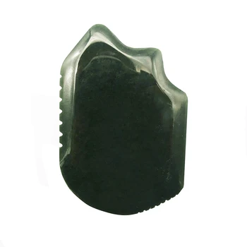 Темно-зеленый Нефритовый Массажный инструмент Gua Sha из натурального нефритового камня Guasha Board для лица и тела Изображение