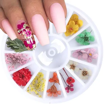 1 Колесо, украшение для ногтей из сушеных цветов, 3D Натуральные искусственные листья, цветочные подвески, ожерелье, ювелирные изделия, аксессуары 