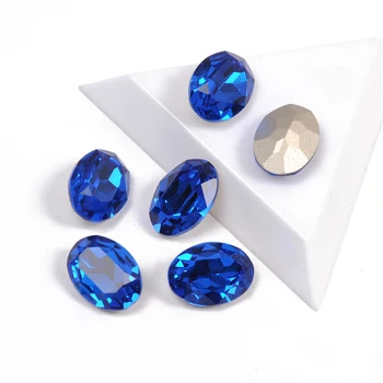 Подвески для ногтей Овальной формы Capri Blue K9, Необычные хрустальные стеклянные гвозди, декоративные стразы для 3D-дизайна ногтей, аксессуары Изображение