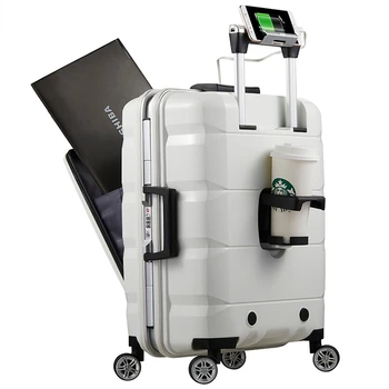 Многофункциональный открытый багажник, небольшой 20-дюймовый кейс для деловых поездок, алюминиевый каркасный кейс для тяги Изображение