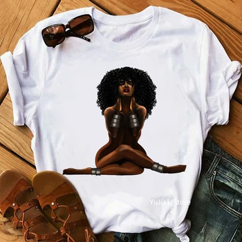 I Am Black Africa America Art Черная Женская футболка Melanin Poppin, Футболка Femme, Эстетическая Одежда, Рубашка в стиле Харадзюку, Летние топы, Футболка Изображение