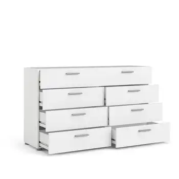 Двойной комод с 8 выдвижными ящиками, белый шкаф для хранения Изображение