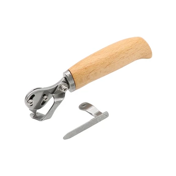 Нож для резки кожи Ручной работы Инструмент для изготовления кожи своими руками Прямой Нож Дуговой Нож Для обрезки на равном расстоянии Ручной инструмент Изображение