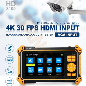 5-дюймовый TFT-LCD экран HD Дисплей CCTV Тестер Монитор 5200 мАч HD3200 Поддержка UTP кабеля Тест 8mp CVI TVI AHD SDI VGA и HDMI Вход Изображение