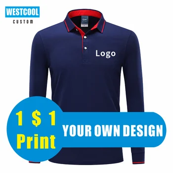 Рубашка поло с длинным рукавом, вышитая на заказ, 6 цветов для мужчин и женщин, Индивидуальный дизайн, дышащие модные топы с принтом WESTCOOL Изображение