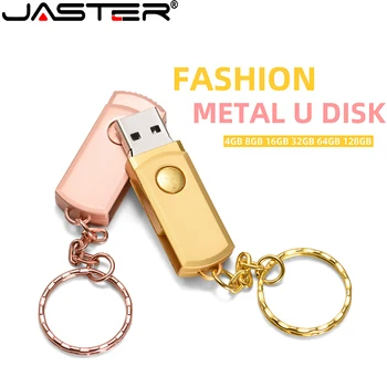JASTER Розовое золото USB флэш-накопитель Мини металлическая ручка-накопитель Водонепроницаемый флешка Серебряная карта памяти 64 ГБ 32 ГБ 16 ГБ Подарки с логотипом на заказ Изображение