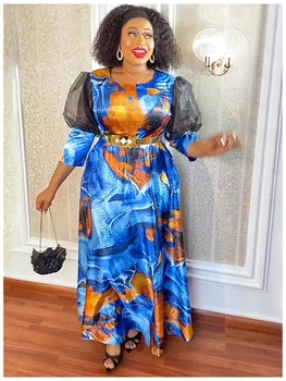 2023 Новые Африканские Макси-платья Для Женщин, Вечернее платье с длинными рукавами, Африканская Нигерийская Одежда, Элегантный Кафтан, Мусульманское платье Изображение