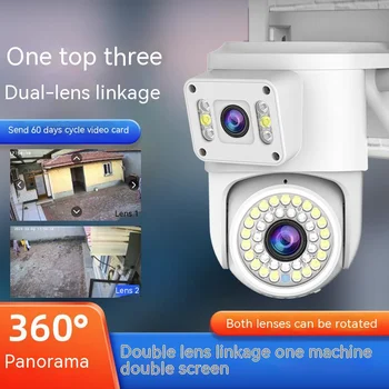 4К, 4 Мп IP-камера открытый WiFi PTZ-управление тремя двойной экран объектив 4-кратный оптический зум автоматическое отслеживание IP66 водонепроницаемый безопасности CCTV камеры Изображение