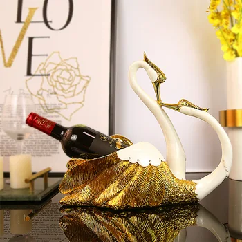 Свадебный подарок молодоженам, Украшение винной стойки в виде лебедя, Высококлассный винный шкаф для гостиной, Украшения для дома Изображение