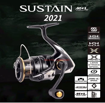 Оригинальная Рыболовная Катушка SHIMANO 2021 SUSTAIN 2500 2500HG C3000HG 3000XG 4000 4000XG C5000XG Колесо для Пресноводной морской Рыбалки Изображение