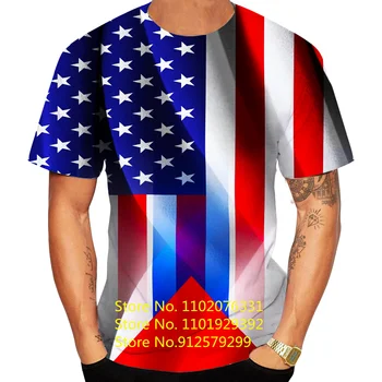 Брендовая летняя футболка BIANYILONG в стиле ретро с американским флагом, 3d, мужская/женская, с американским флагом, Повседневная, с круглым вырезом и короткими рукавами Изображение