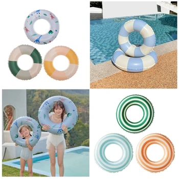 Винтажное игрушечное кольцо для плавания Надувной бассейн с полосатыми внутренними трубками Прямая Доставка Изображение