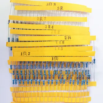 600 шт./лот 30 значений * 20 штук 1% 1/4 Вт комплект резисторов diy Металлический пленочный комплект резисторов используйте цветное кольцевое сопротивление (10 Ом ~ 1 М Ом) Изображение