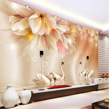 Beibehang 3D обои Модный Цветок Лебедь 3D ТВ Фон Гостиная Спальня Фон Фреска фотообои для стен 3 d Изображение