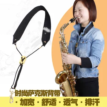 Шейный ремень для саксофона с удобной мягкой подкладкой, регулируемый ремень безопасности и металлический крючок для тенор-альт-саксофона и кларнетов Изображение