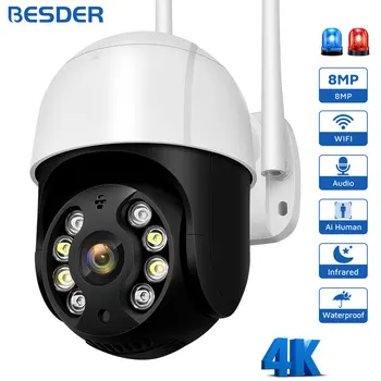 Besder 8MP 5MP PTZ WiFi IP-камера Аудио Обнаружение человека 1080P Водонепроницаемая IP-камера Безопасности Автоматическое Отслеживание P2P Видеонаблюдение Изображение