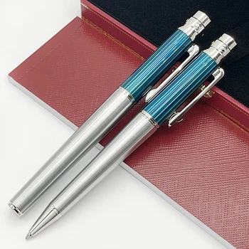 YAMALANG Синяя текстурная качественная металлическая шариковая ручка-роллер с серийным номером, гладкие роскошные канцелярские принадлежности Изображение