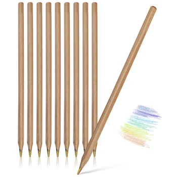10 шт. Цветные карандаши радужного цвета Разноцветные карандаши разных цветов для рисования в классе школы Изображение