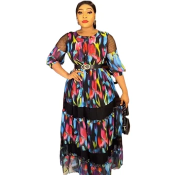 Африканские Платья Макси Для женщин 2023, Осень Плюс Размер, Длинное Платье для Вечеринки, Африканская Одежда, Элегантный Кафтан, мусульманское платье Изображение
