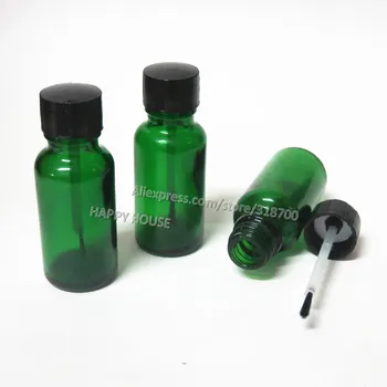 360 шт./лот, пустая бутылка для лака для ногтей объемом 20 мл, бутылка из зеленого стекла объемом 20 куб. см с крышкой-кисточкой, контейнер для упаковки косметики Изображение